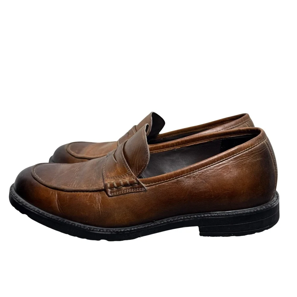 Rockport Mens 10.5M Brown Leather Penny Loafers adiPRENE Slip On Comfort K58464